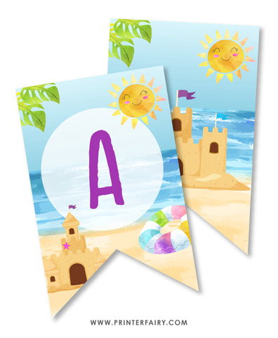 Sand Castle Birthday Party Banner