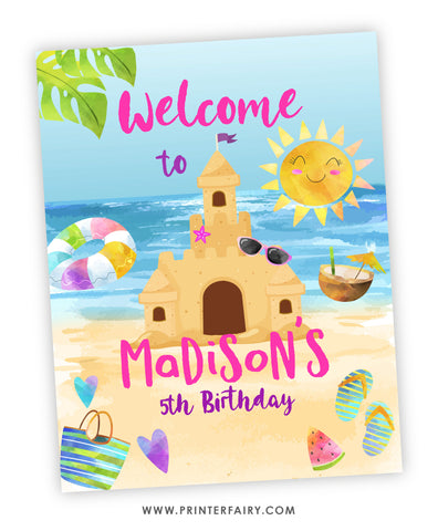 Sand Castle Birthday Party Welcome Sign