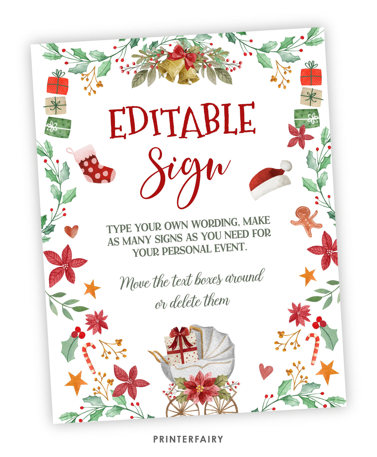 Santa Baby Shower Editable Sign