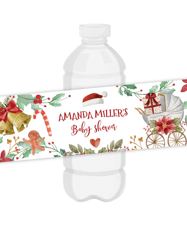 Santa Baby Shower Water Bottle Label
