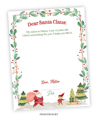Santa Claus Letter for Drawing