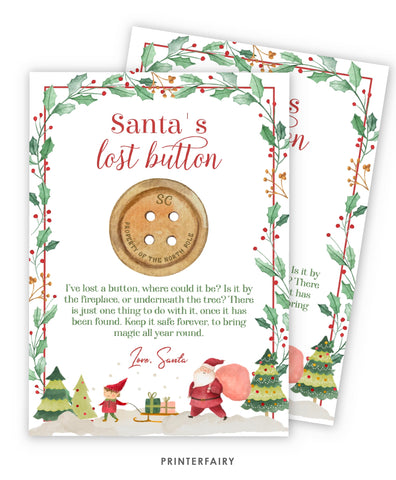 Santa Claus Lost Button Card