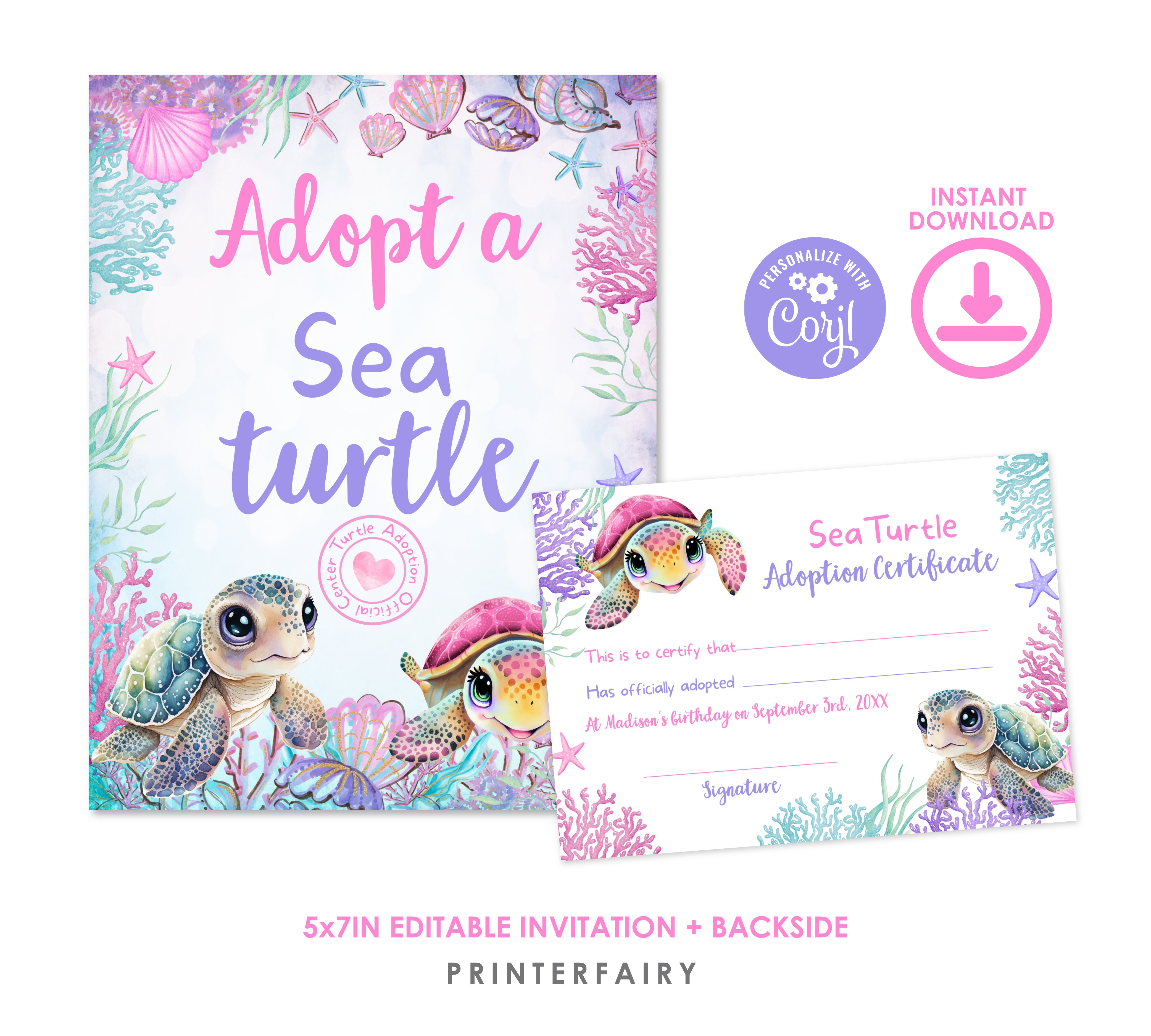 Sea Turtle Adoption Sign and Certificate