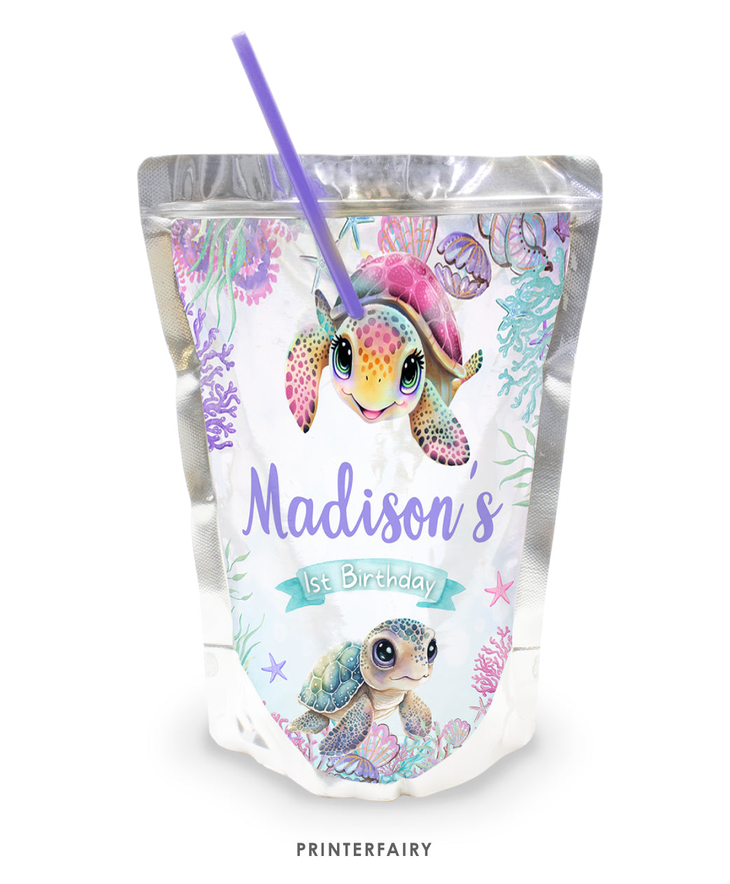 Sea Turtle Drink Pouch Label