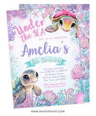 Sea Turtle Birthday Invitation