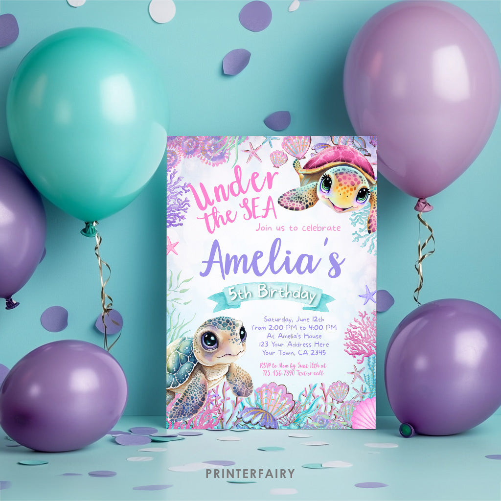 Sea Turtle Birthday Invitation