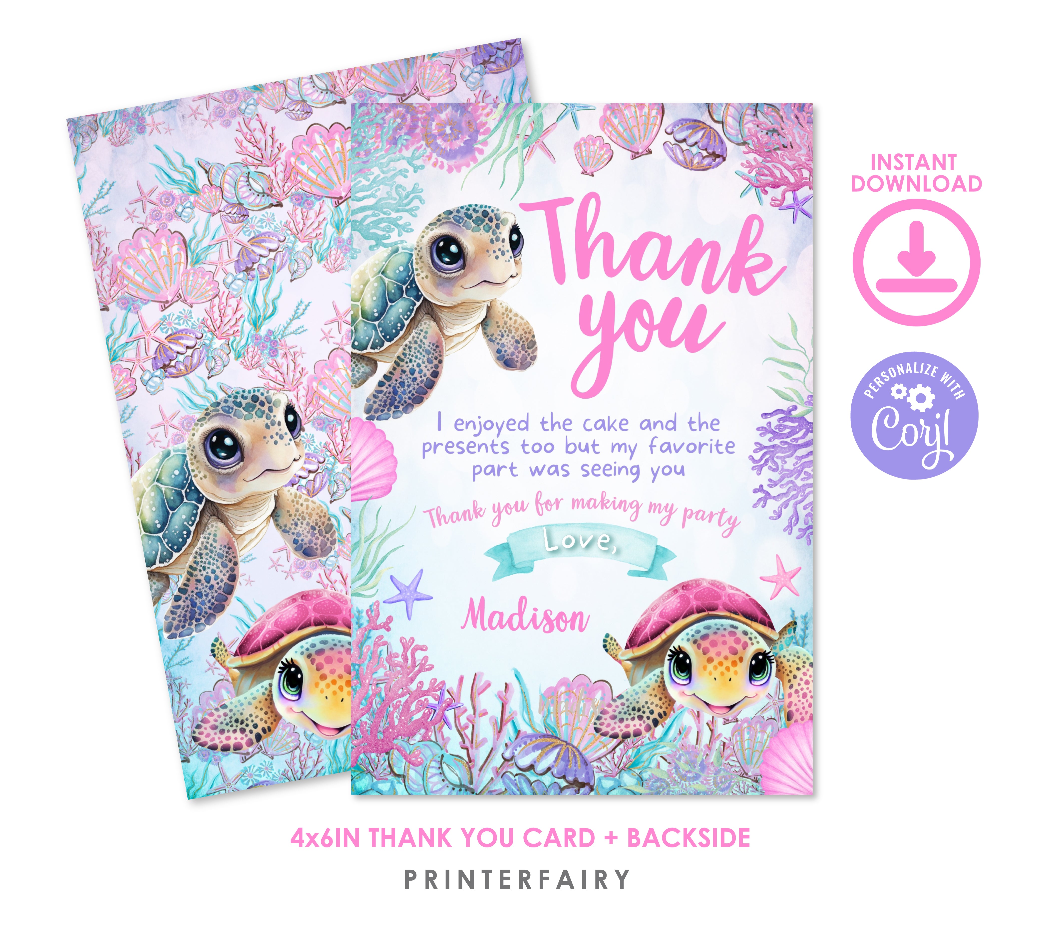 Sea Turtle Thank You Card