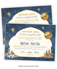 Certificado de Buen Comportamiento de Los Reyes Magos Personalizable