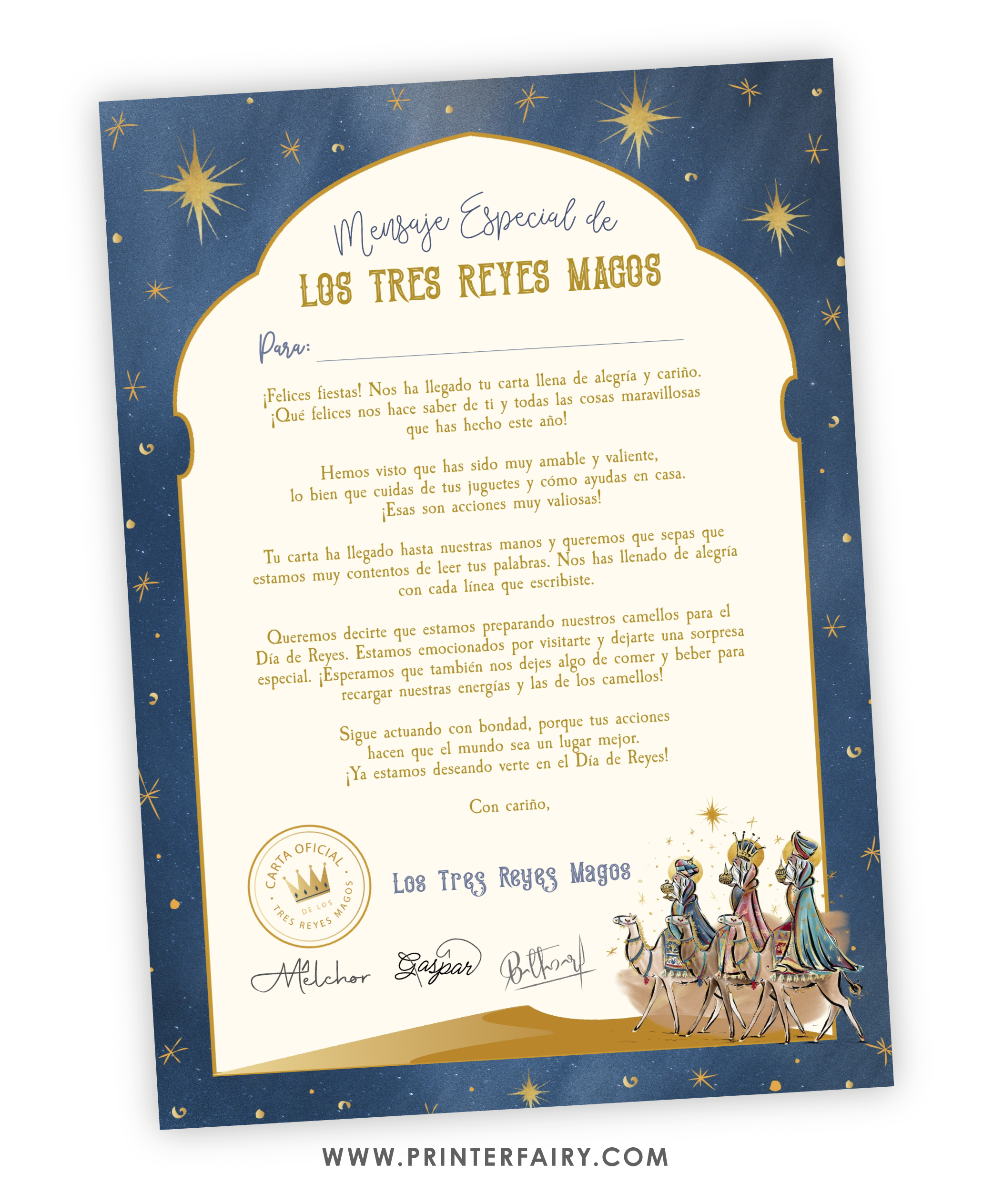 Carta Oficial de los Reyes Magos Personalizable