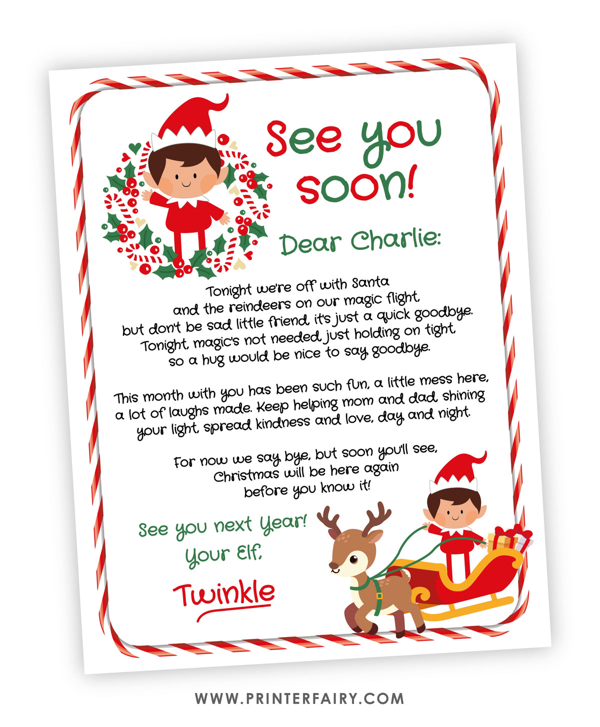 Christmas Elf Goodbye Letter