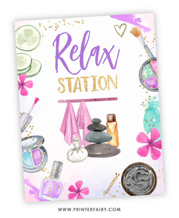 Spa Party Activities - Set of 5 Signs