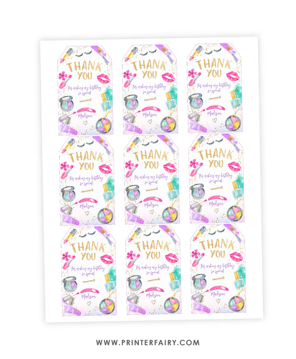 Spa Party Favor Tags