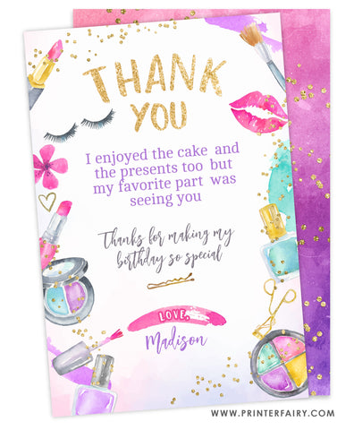 Spa Party Thank You Card