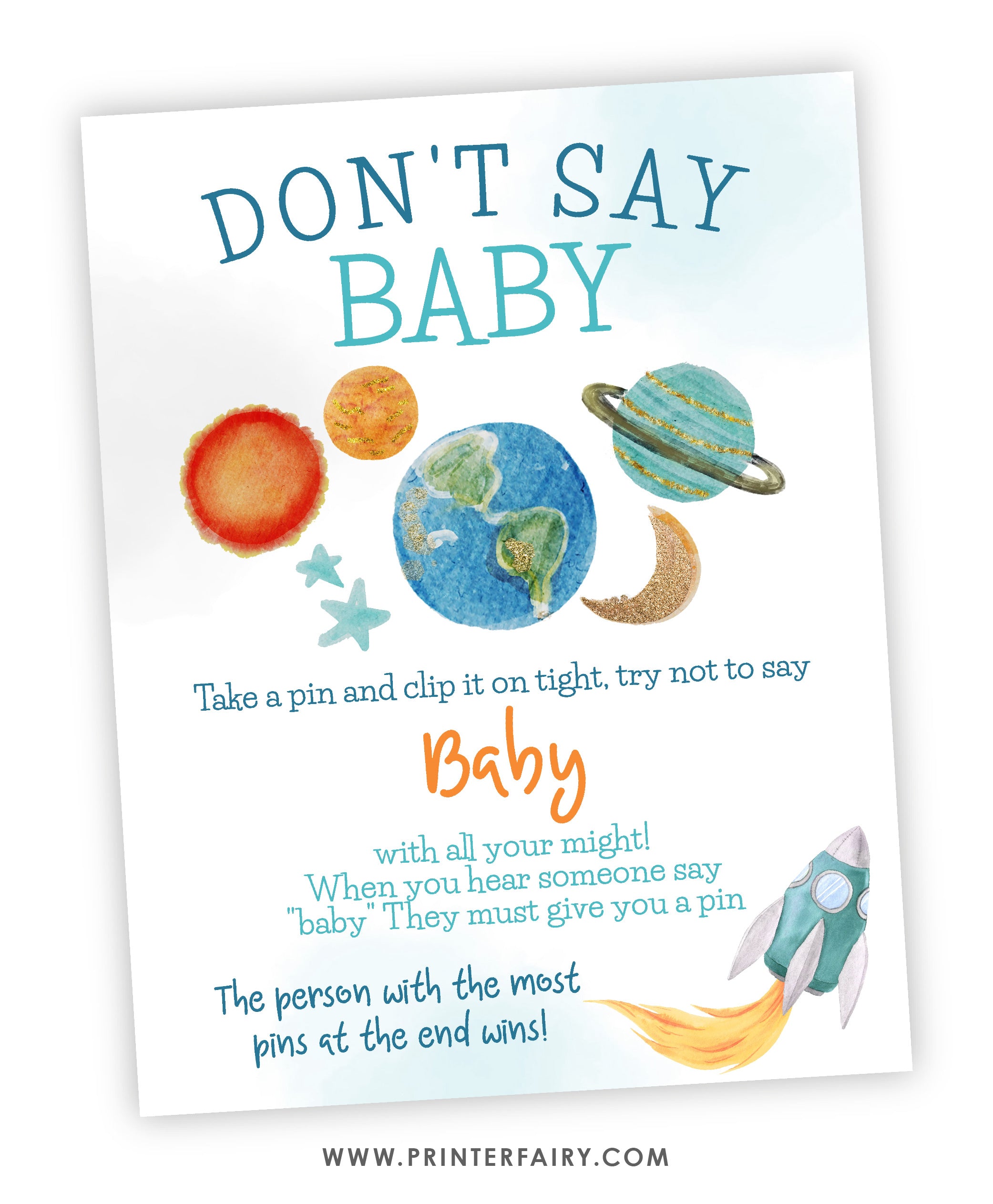 Space Baby Shower Activities Pack