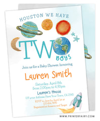 Space Twins Baby Shower Invitation