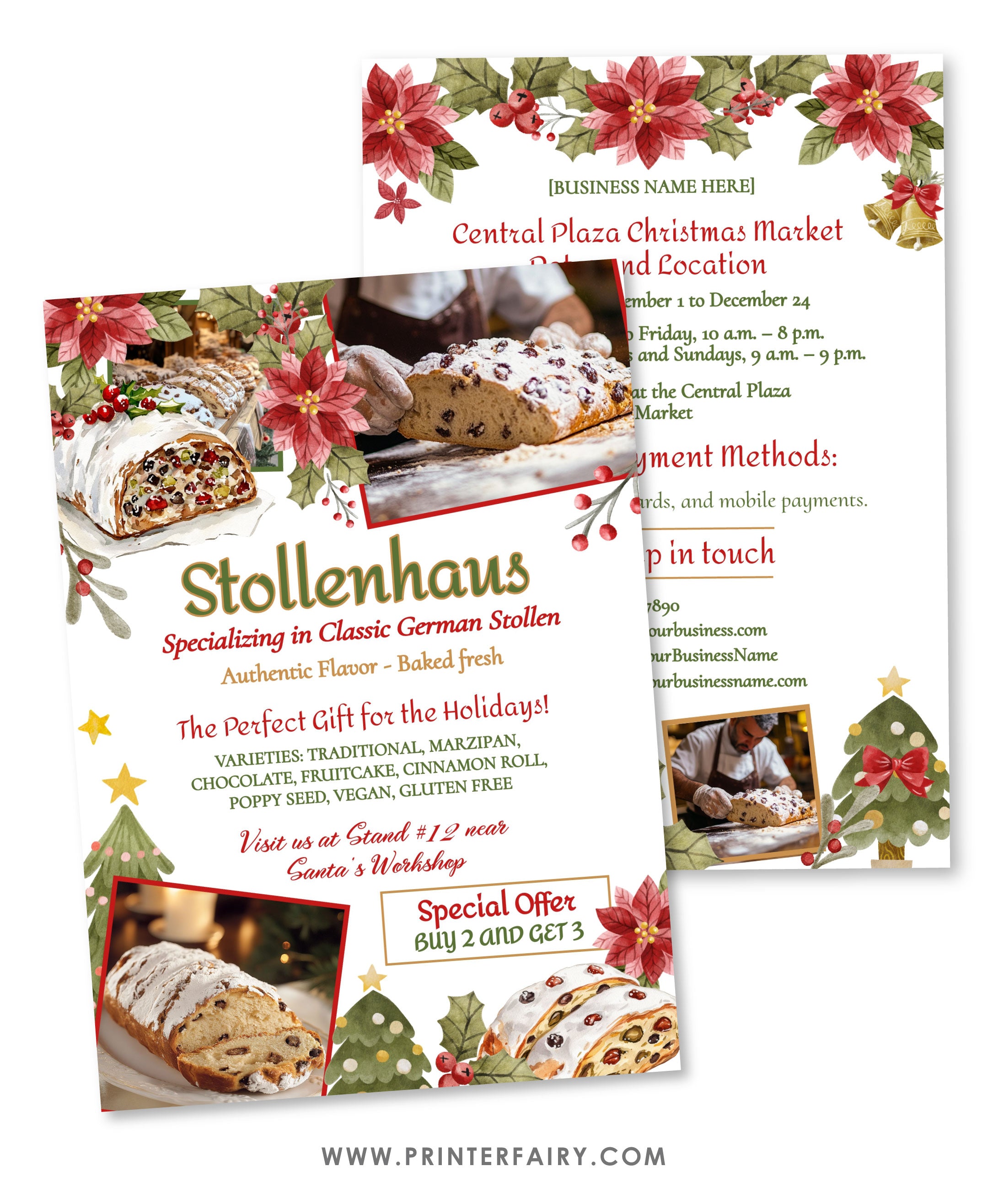 Stollen christmas market flyer template