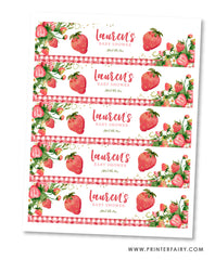 Strawberry Baby Shower Water Bottle Label