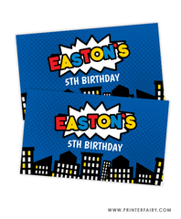 Superhero Birthday Gable Box Label