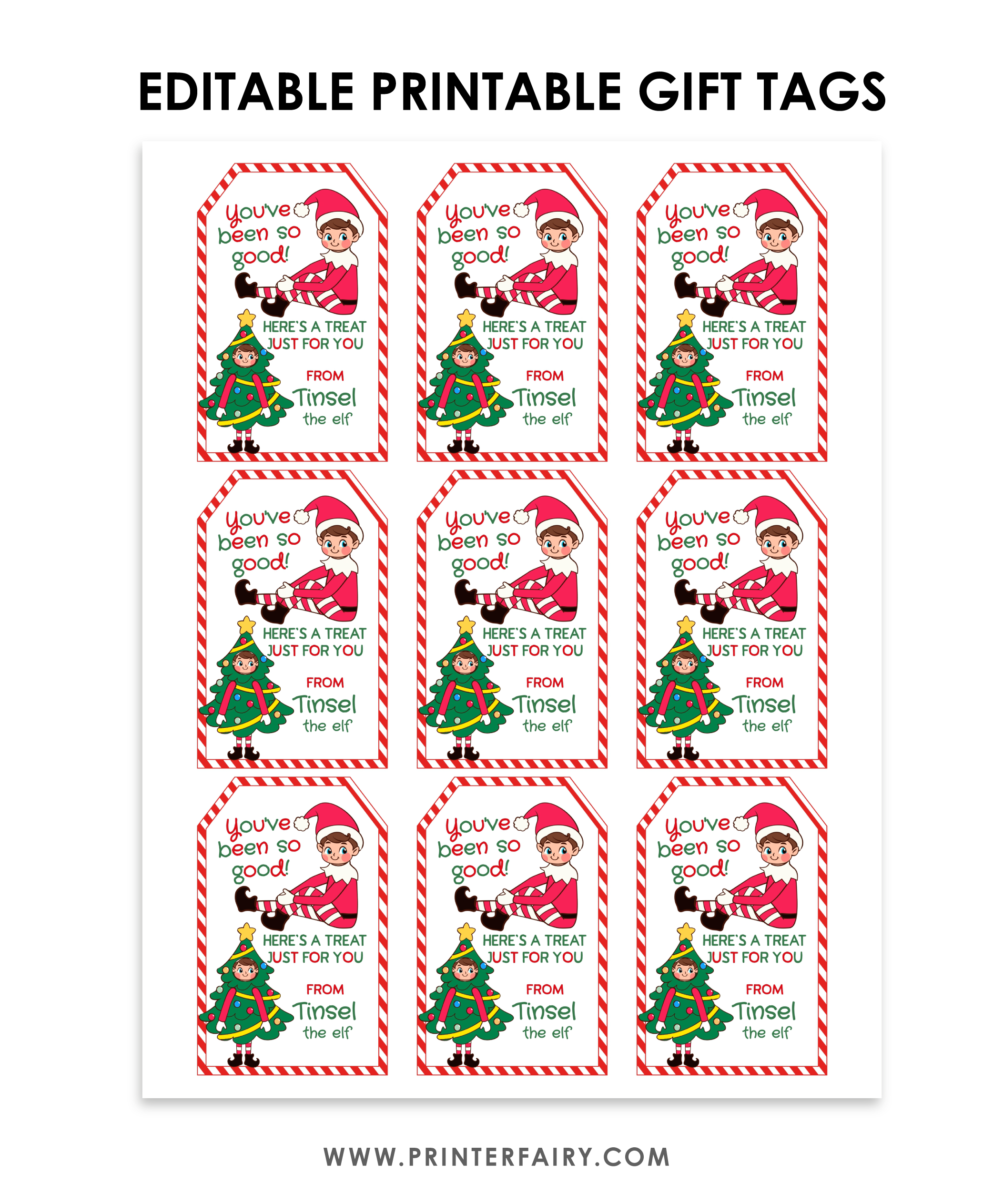 Christmas Elf Printable Gift Tags Template