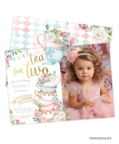 Tea for Two Birthday Party Invite