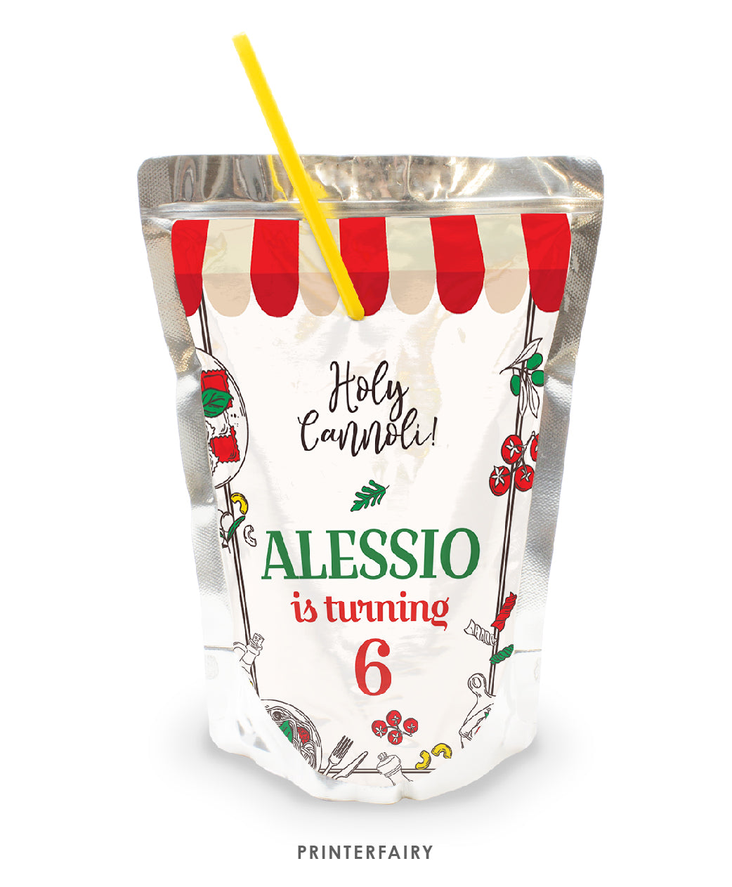 Italian Party Drink Pouch Label