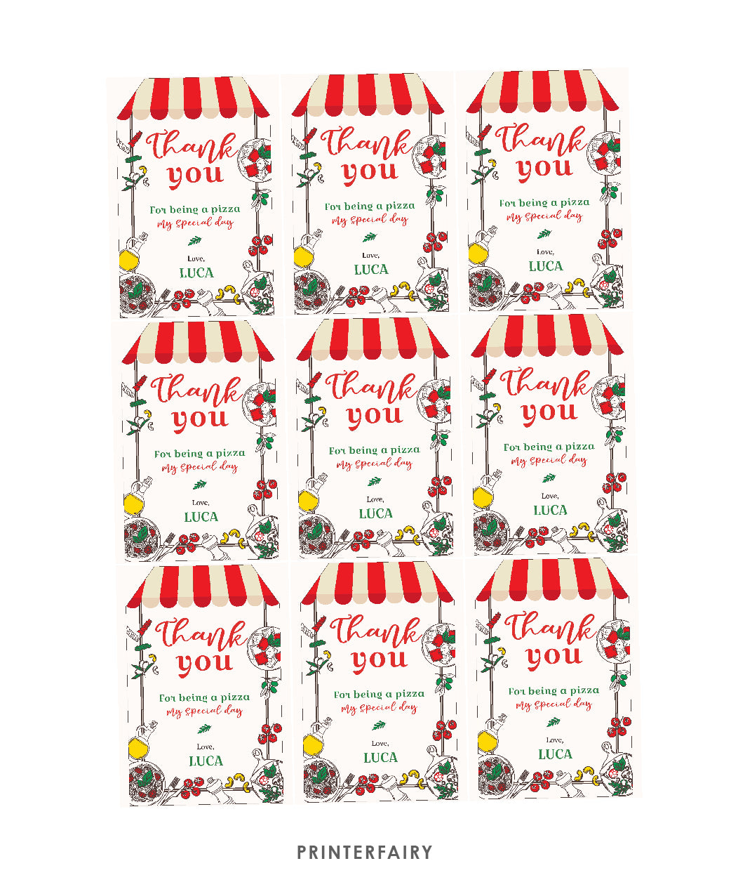 Italian Party Favor Tags