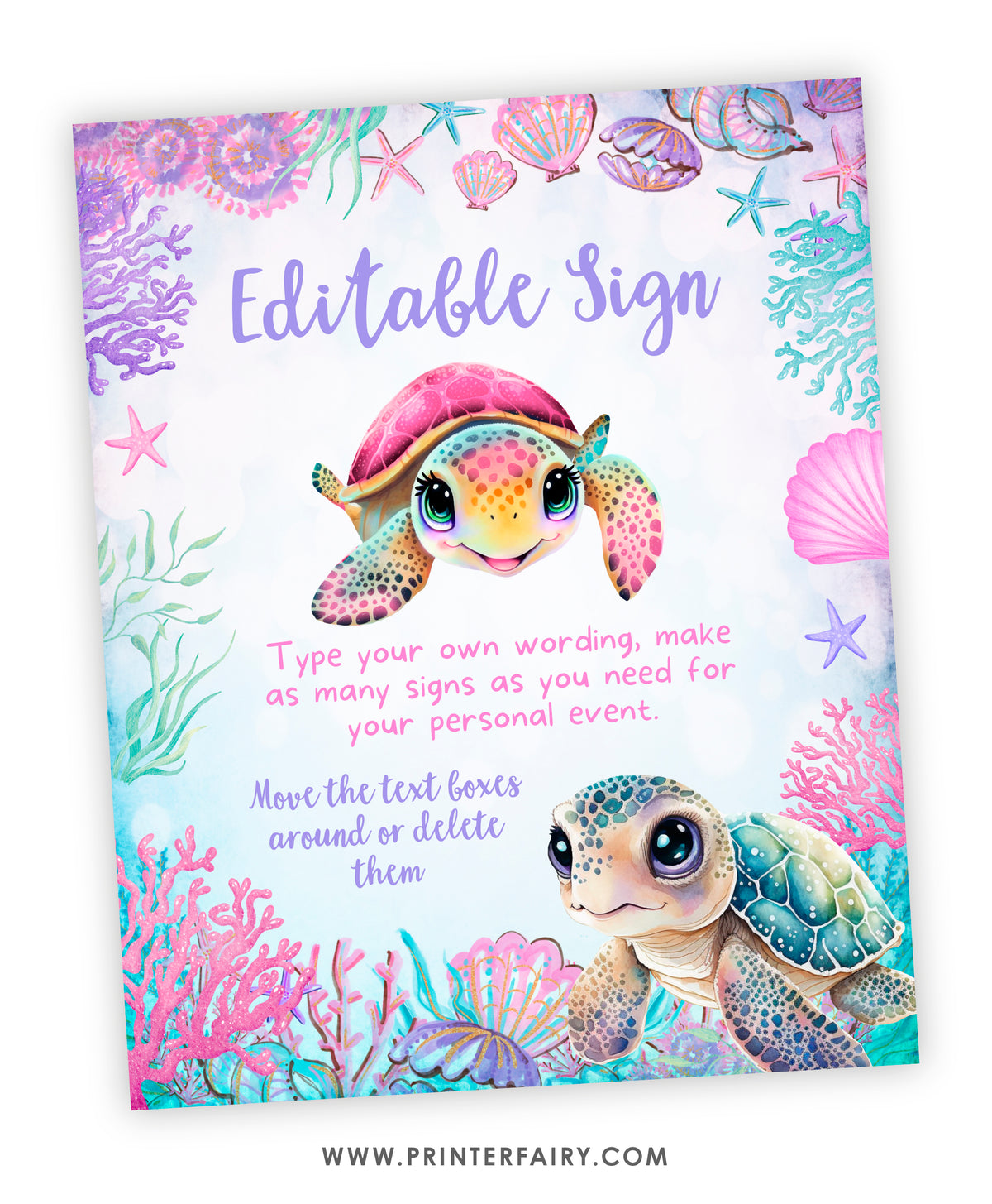 Sea Turtle Editable Sign