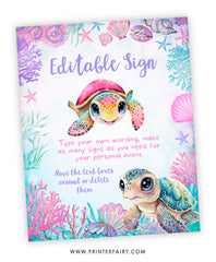 Sea Turtle Editable Sign