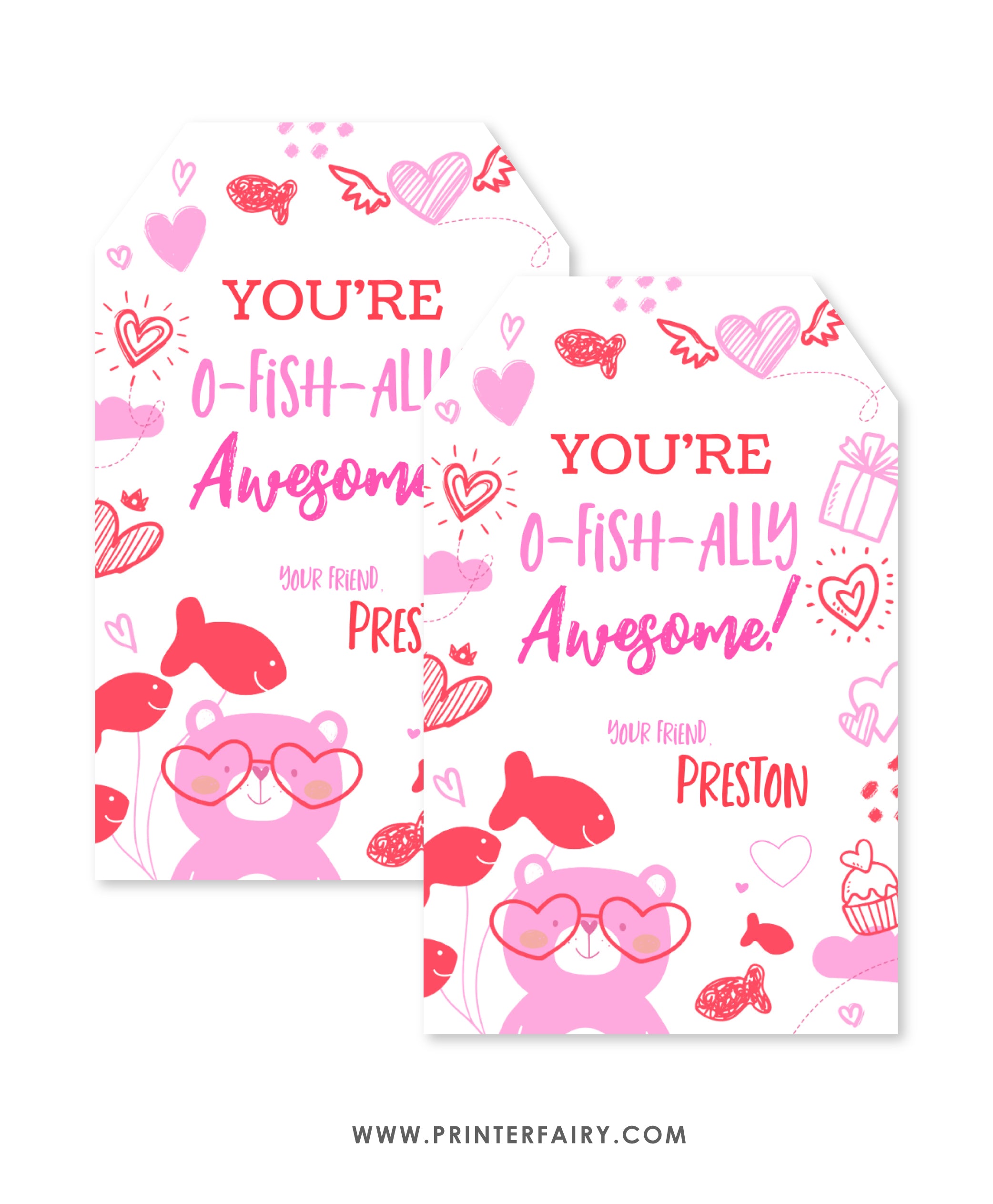 Valentine's Day Printable Tags Bundle of 7 Designs