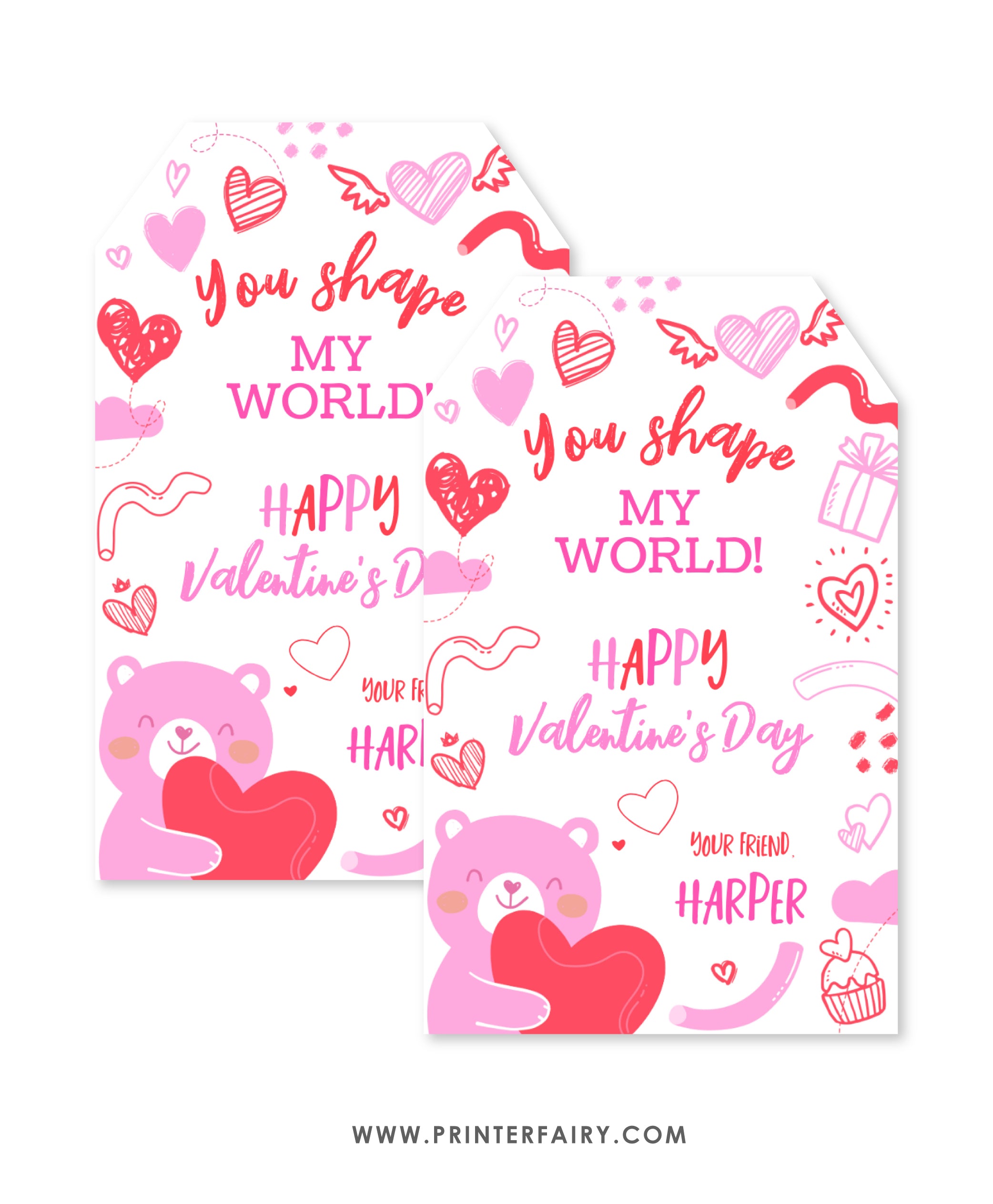 Valentine's Day Printable Tags Bundle of 7 Designs