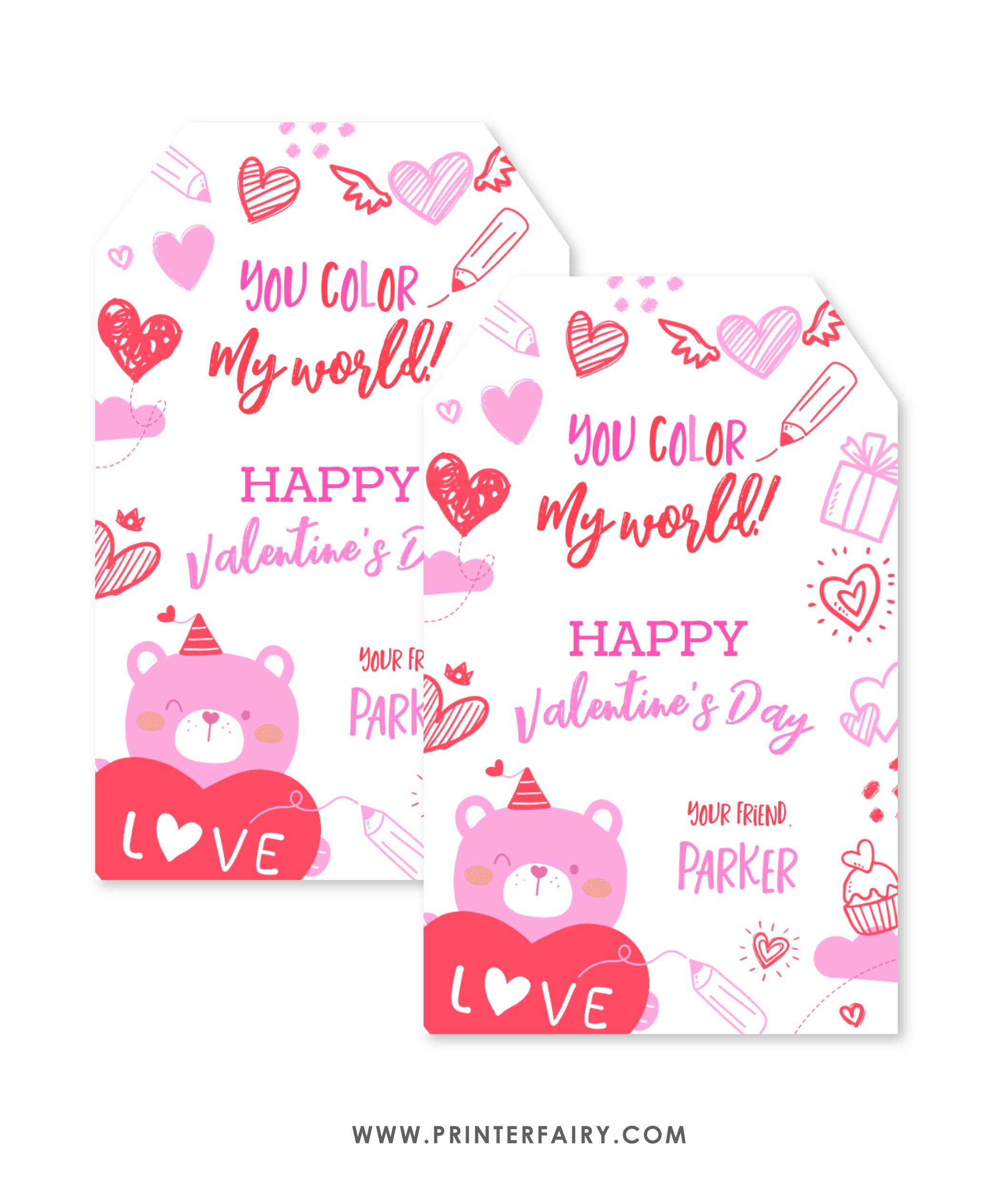 Valentine's Day Printable Tags Bundle of 7 Designs