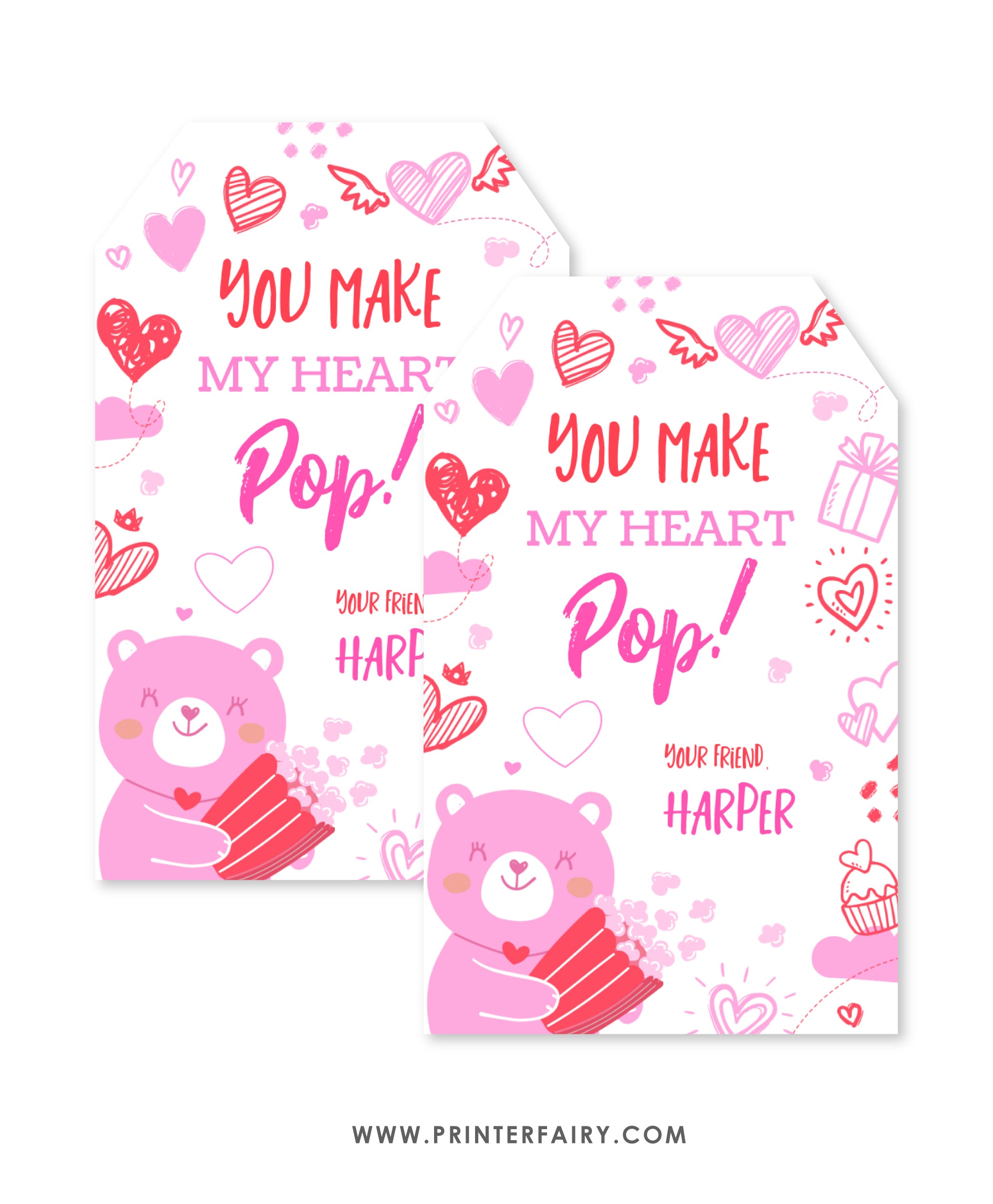 Valentine's Day Printable Tags Bundle of 7 Designs