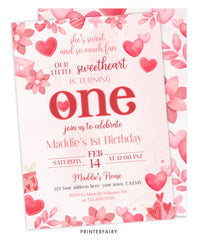 Valentine's 1st Birthday Party Invitation