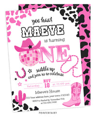 Disco Cowgirl 1st Birthday Invitation