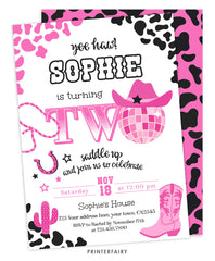 Disco Cowgirl 2nd Birthday Invitation