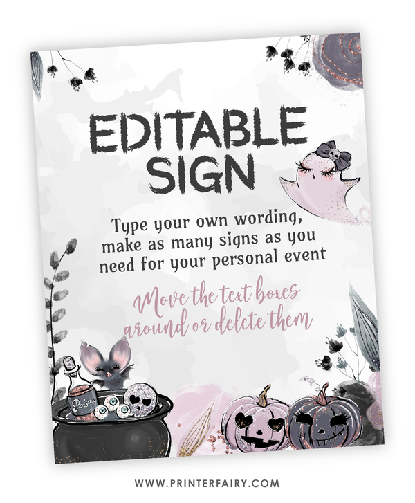 Halloween Party Editable Sign