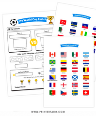 2026 World Cup Printable Activity Sheet for Kids, Soccer Match Tracker, Qualified Country Flags, Soccer Party Game PDF JPG Digital Download