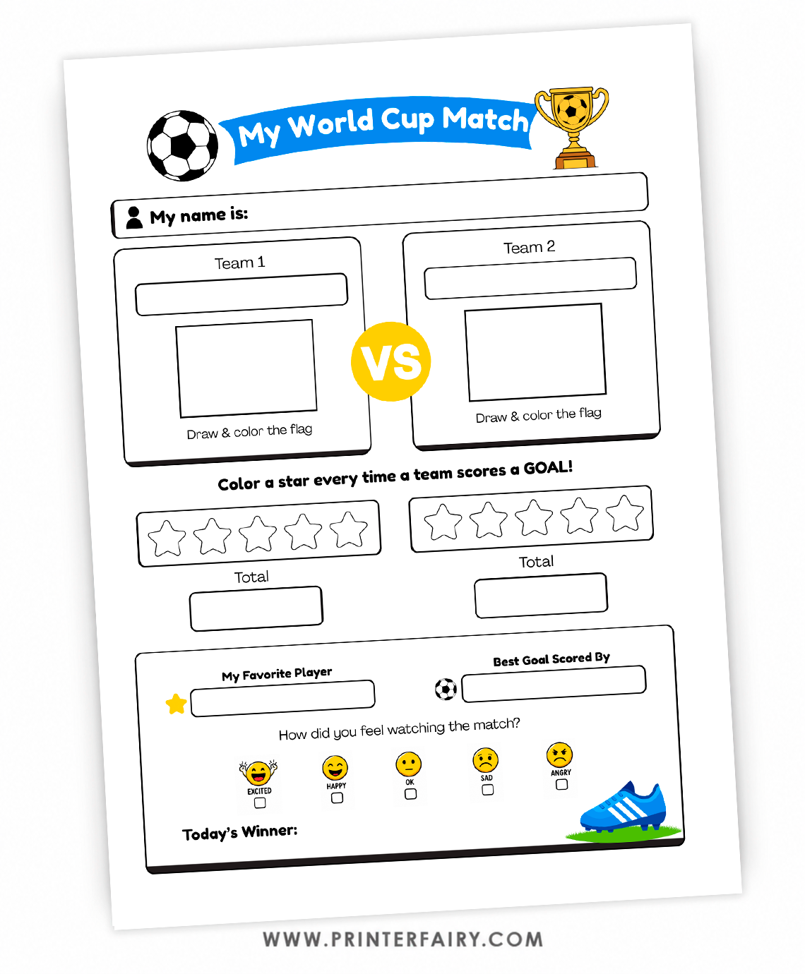 2026 World Cup Printable Activity Sheet for Kids, Soccer Match Tracker, Qualified Country Flags, Soccer Party Game PDF JPG Digital Download