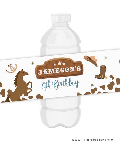 Rodeo Birthday Water Bottle Label
