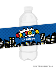 Superhero Water Bottle Label