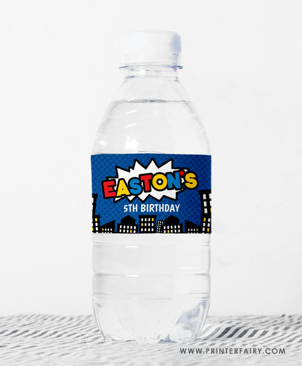 Superhero Water Bottle Label