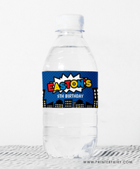 Superhero Water Bottle Label