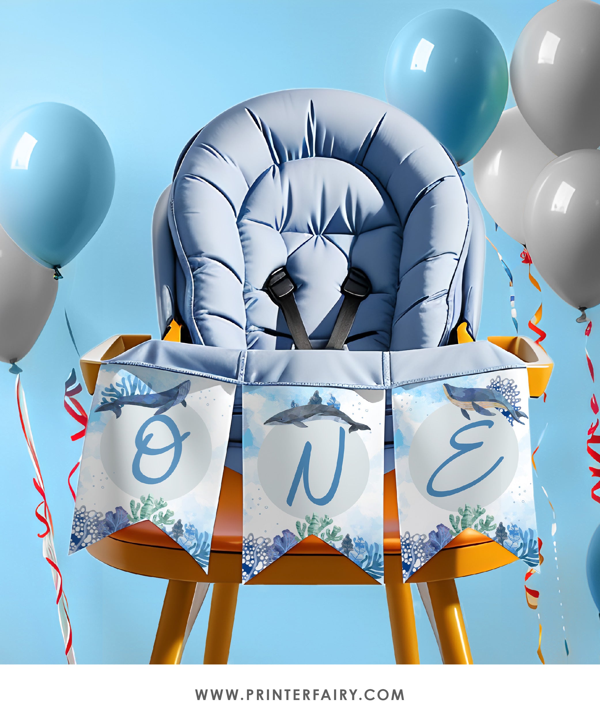 Whales First Birthday Party Banner