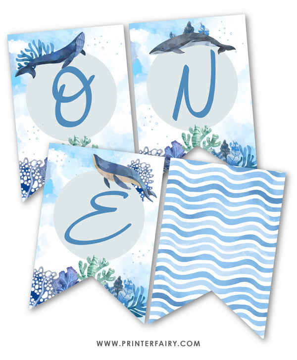 Whales First Birthday Party Banner