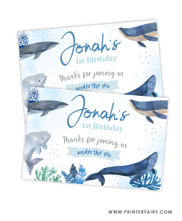 Whales Birthday Party Gable Box Label