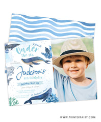 Whales Birthday Invitation with Photo