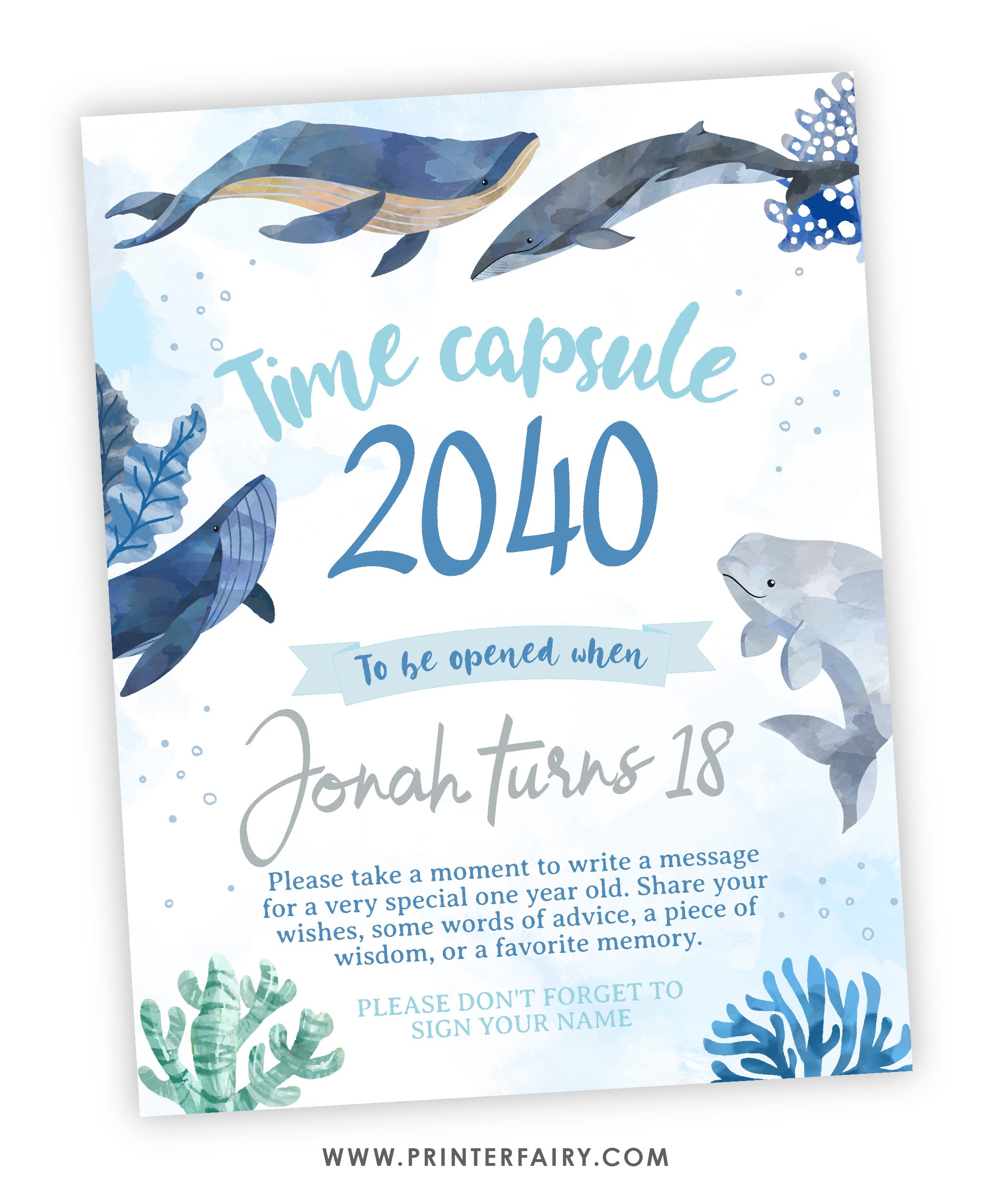 Whales Birthday Party Time Capsule