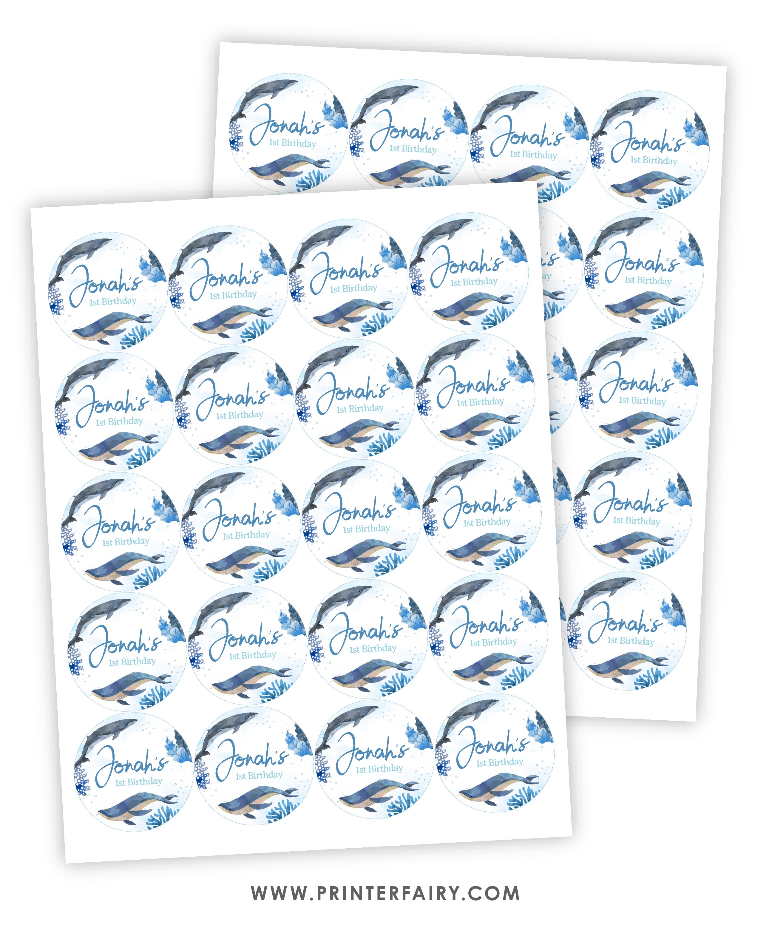 Whales Birthday Party Toppers