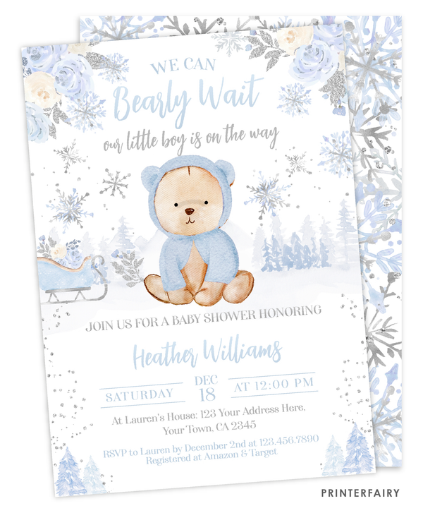 Winter Bear Baby Shower Invitation