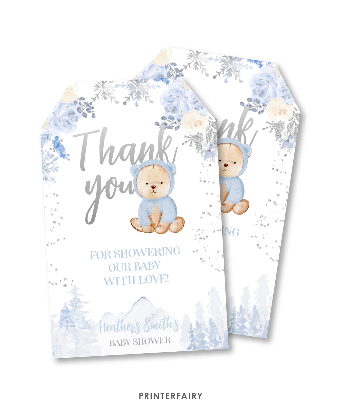 Winter Bear Baby Shower Favor Tags